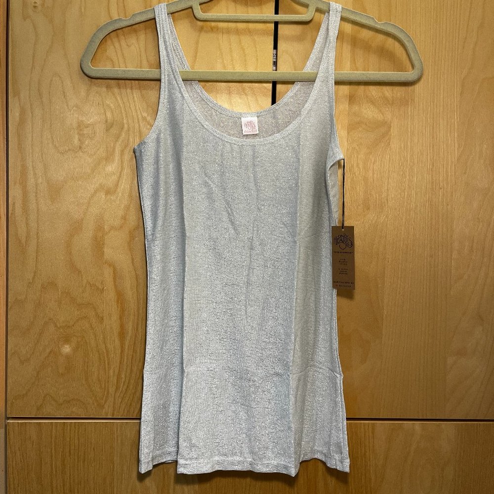 Only Hearts Metallic Jersey Skinny Tank Top White